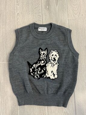 BLACK & WHITE SPORTSWEAR Vintage Japanese Designer Scottie Westie Sweater Vest